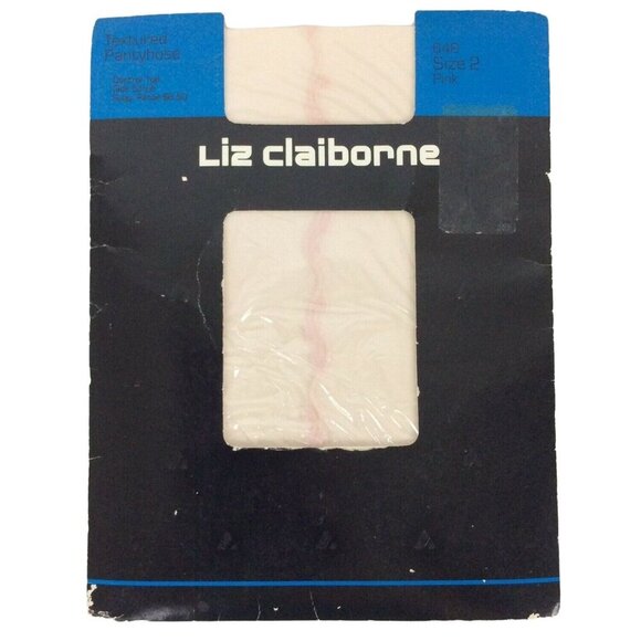 Liz Claiborne Textured Pantyhose Size 2 Medium Pink Scroll Control Top Vintage - Picture 1 of 3
